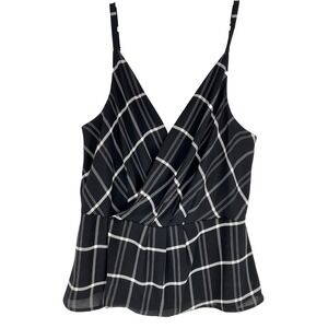 Cabi Camisole Shirt Women's 8 Black White Striped Strappy Top Blouse Cami Casual